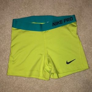 Lime Green Nike Pro Shorts